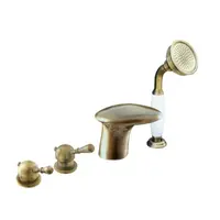 Vaňová batéria RAV Slezák LABE so sprchovacím setom stará mosadz L071.0PSM