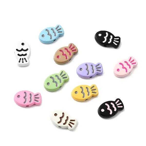 Fish Spray Painted Alloy Enamel Beads