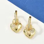 Brass Micro Pave Clear Cubic Zirconia Hoop Earrings