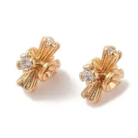 Brass Micro Pave Clear Cubic Zirconia Beads