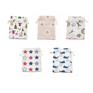 Polycotton(Polyester Cotton) Packing Pouches Drawstring Bags