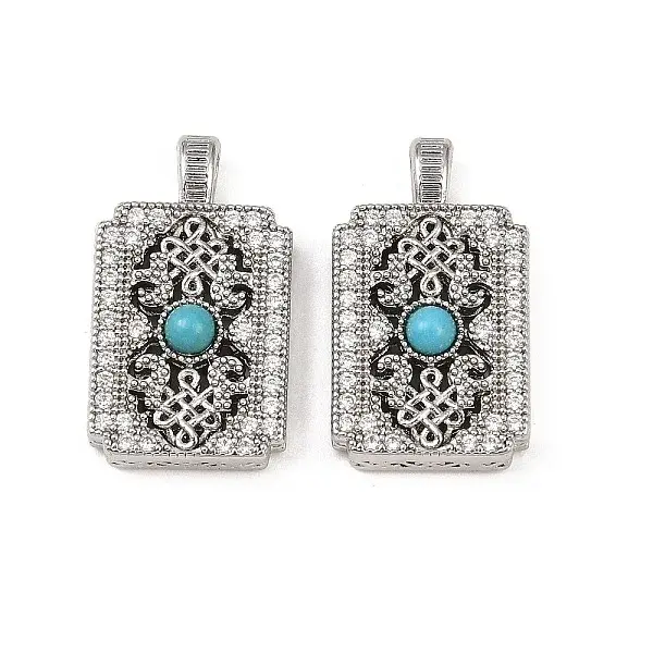 Brass Micro Pave Clear Cubic Zirconia Pendants
