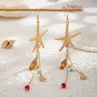 Alloy Starfish Tassel Dangle Earrings