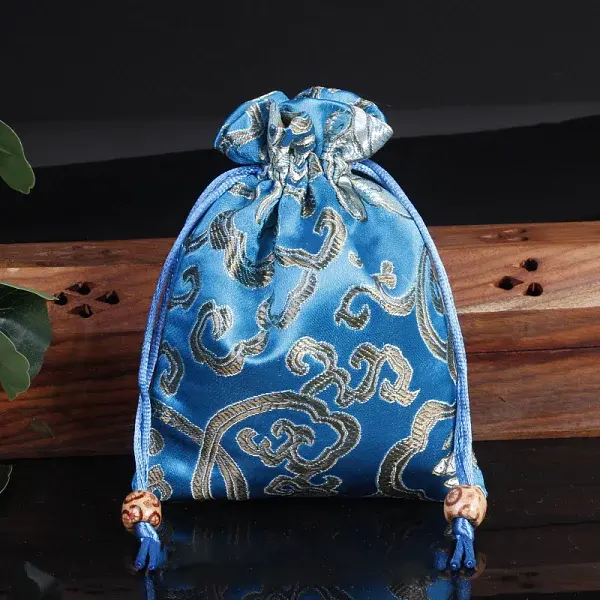 Chinese Style Flower Pattern Satin Jewelry Packing Pouches