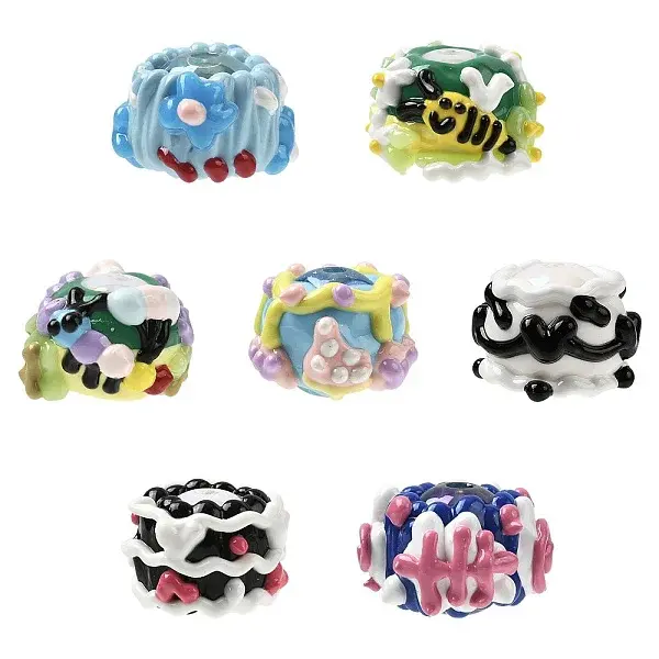 7Pcs 7 Styles Opaque Acrylic Beads