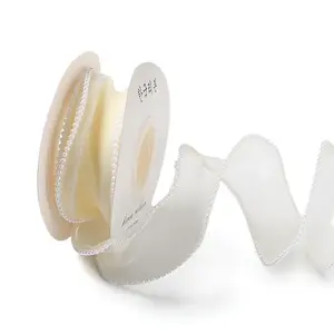 5 Yards ABS Pearl Edged Mesh Ribbon for Bowknot Making