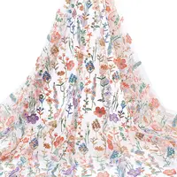 2 Yards Polyester Embroidery 3D Flower Fabrics