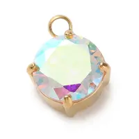 304 Stainless Steel Micro Pave Cubic Zirconia Pendants