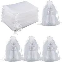 50pcs Large Organza Pouches Portable Shoes Bag Travel Storage Drawstring Bags