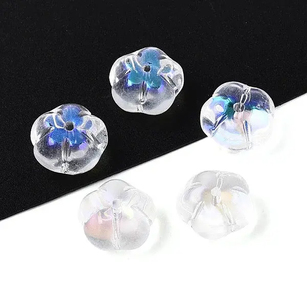 Electroplate Transparent Glass Flower Beads