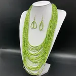 Ethnic Style Acrylic Seed Beaded Multilayer Necklaces & Teardrop Dangle Earrings Sets