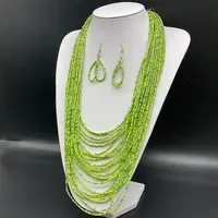 Ethnic Style Acrylic Seed Beaded Multilayer Necklaces & Teardrop Dangle Earrings Sets