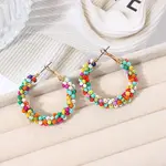 Bohemian Style Iron Glass Seed Beaded Hoop Earrings