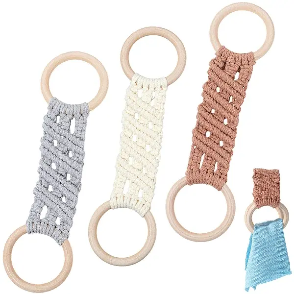 3Pcs 3 Colors Cotton Thread Weave Towel Rack