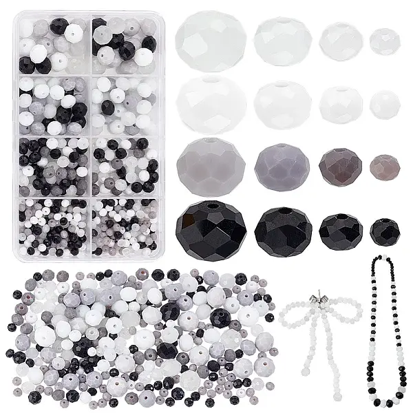 508Pcs 16 Styles Opaque Solid Color Glass Beads Strands