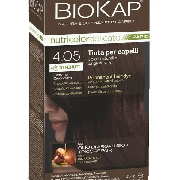 BIOKAP Nutricolor Delicato Rapid 4.05 Čokoládově kaštanová barva na vlasy 135 ml