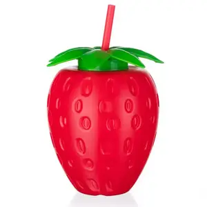 Plastová láhev se slámkou Strawberry 880ml