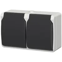 Zásuvka dvojitá na omítku Aqua Plus IP54 vodotěsná šedá kryt šedý