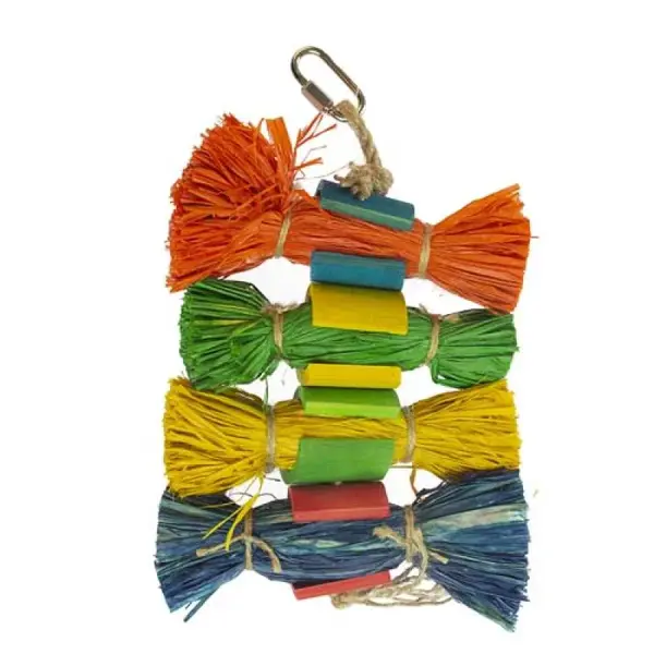 Duvo+ Závěsná barevná hračka z rafie a bambusu pro exoty 25,4x12x3,8cm