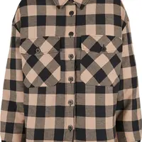 Dámská flanelová vycpaná overshirt black/softtaupe