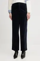 Manšestrové kalhoty United Colors of Benetton černá barva, high waist, 4HA2DF07I