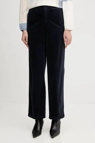 Manšestrové kalhoty United Colors of Benetton černá barva, high waist, 4HA2DF07I