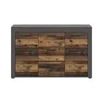 MID.YOU ŠIROKÁ KOMODA, antracitová, přírodní barvy, 125/80/35 cm