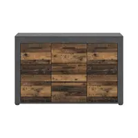 MID.YOU ŠIROKÁ KOMODA, antracitová, přírodní barvy, 125/80/35 cm