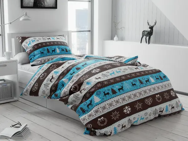 Bavlněné povlečení ZIMNÍ SOBI hnědé Rozměr povlečení: 70 x 90 cm | 140 x 200 cm