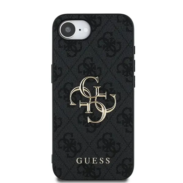Zadní kryt Guess PU 4G Metal Logo pro Apple iPhone 16e, šedá
