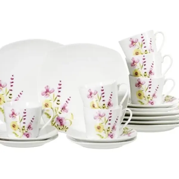 Kávový servis (18 dílů) Malve, motiv letní květiny