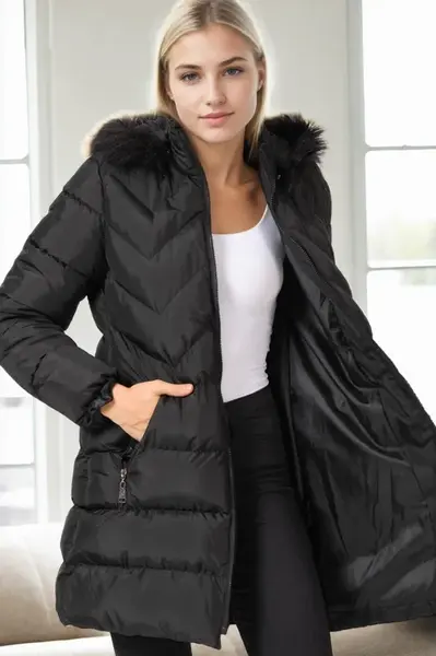 Z9759 DEWBERRY WOMEN'S COAT-BLACK