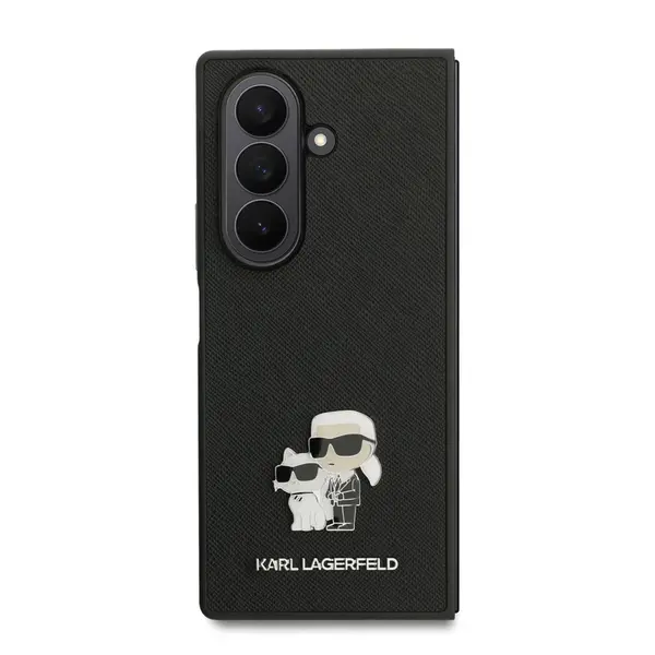 Zadní kryt Karl Lagerfeld PU Saffiano Karl and Choupette pro Samsung Galaxy Z Fold7, černá