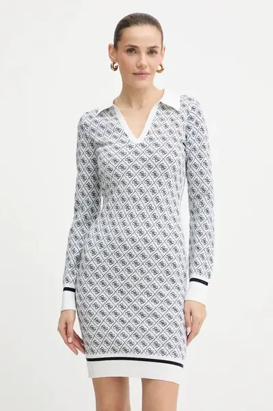 Šaty z vlněné směsi Guess AUBREY béžová barva, mini, přiléhavé, W5BK25 Z3JD2