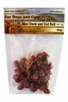 For Dogs and Cats Pochúťka Rolka s kačicou a treskou mini 80 g