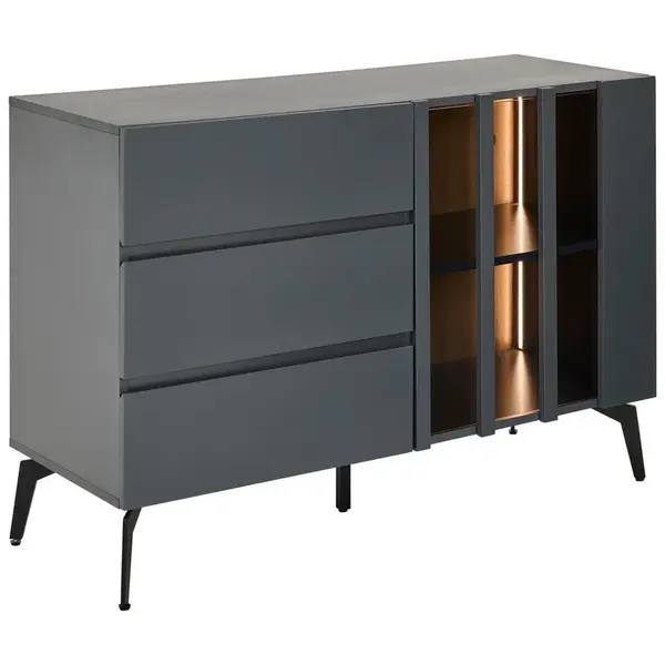 Novel KOMODA, šedá, černá, 110/76,3/41,5 cm