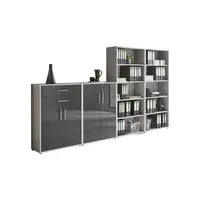 MID.YOU SKŘÍŇ NA ŠANONY, šedá, vysoce lesklá antracitová, 337,6/185,6/33 cm