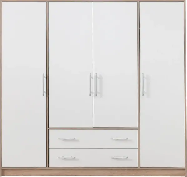 Šatní skříň Smart SR1 Varianta: Bez zrcadla, Barva korpusu + barva dveří: Dub sonoma + Bílá