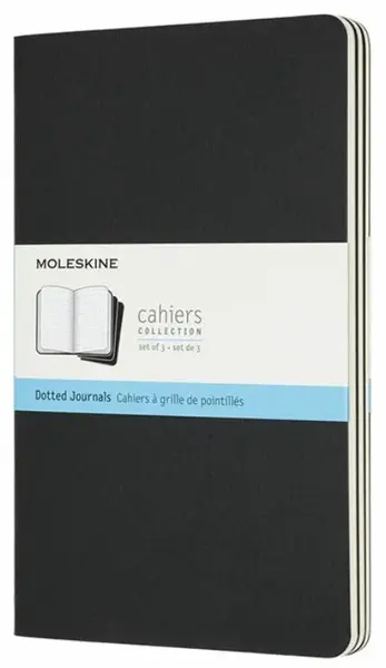 Sešity MOLESKINE 3 ks tečkované černé L