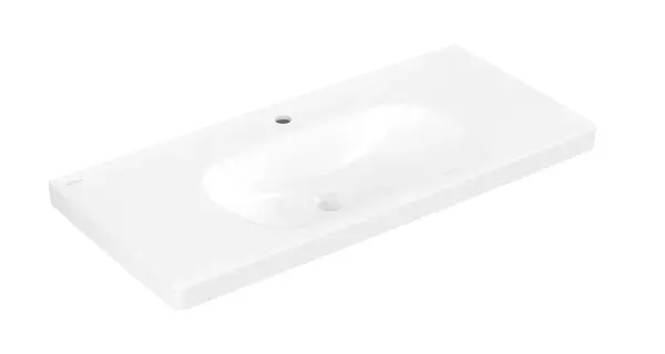 Villeroy & Boch Skyla - Umývadlo 100x46 cm, bez prepadu, otvor na batériu, CeramicPlus, Stone White 5A51A2RW