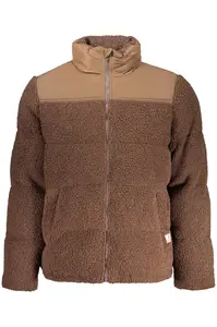 Pánská zimní bunda s hnědým fleecovým designem