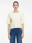 Krémová dámska blúzka s krátkym rukávom
