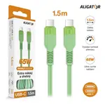 Datový kabel ALIGATOR SoftPastels 3A 65W, USB-C/USB-C, zelená