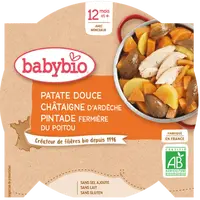 BABYBIO sladké brambory s kaštanovým pyré a farmářskou perličkou 230 g