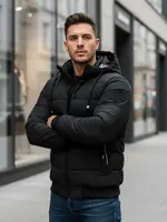 Pánska čierna prešívaná zimná bunda