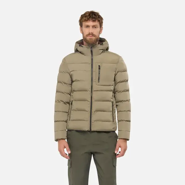 Béžová pánská péřová bunda Geox Snake