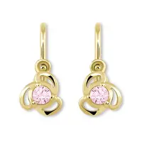 Soliter Dětské zlaté náušnice s růžovým krystalem 236 001 00950