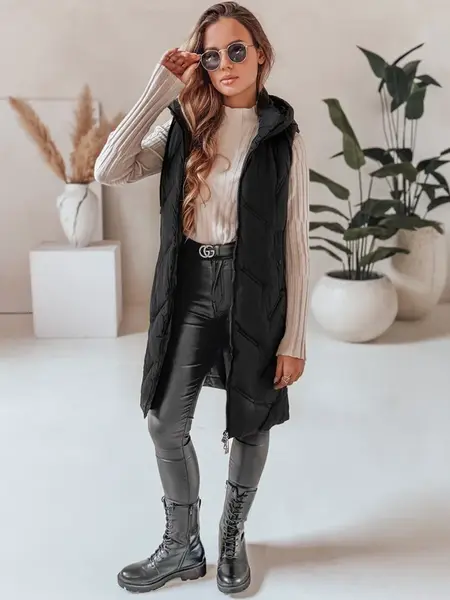 Dámská černá vesta s kapucí