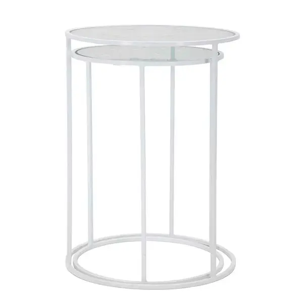 KONFERENČNÍ STOLEK, bílá, kov, sklo, 43,5/60 cm