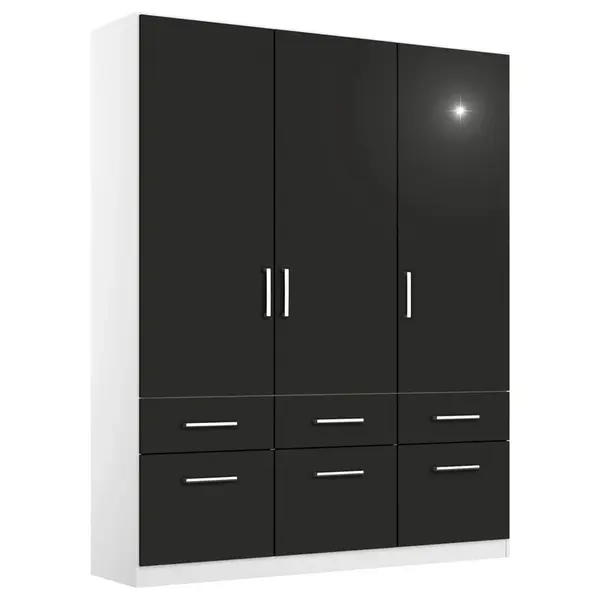 Rauch Möbel ŠATNÍ SKŘÍŇ S OTOČNÝMI DVEŘMI, šedá, bílá, 136/197/54 cm